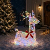 3D Kerst Rendier LOVIISA 140 LED&amp;apos;s Meerkleurig 55 x 22 x 63 cm 3
