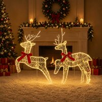 Kerst Rendier 2 st 40 LED&amp;apos;s Warmwit 43 x 19 x 65 cm 3