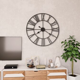 Wandklok vintage-stijl met quartz-mechanisme XXL 80 cm metaal  2