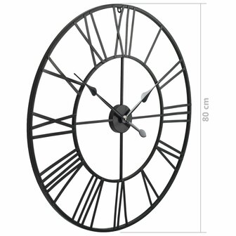 Wandklok vintage-stijl met quartz-mechanisme XXL 80 cm metaal  6
