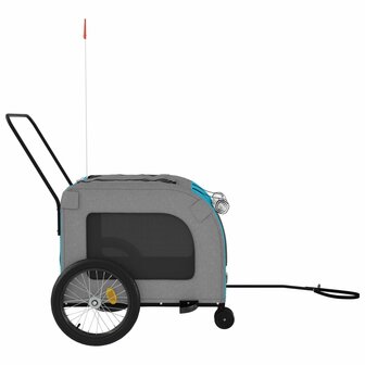 Hondenfietstrailer oxford stof en ijzer blauw en grijs 6