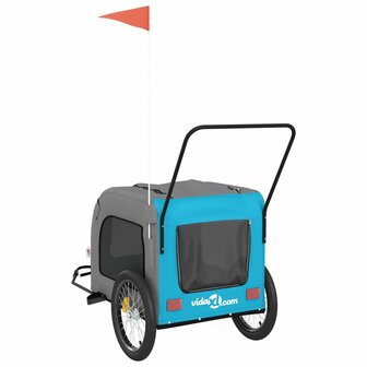Hondenfietstrailer oxford stof en ijzer blauw en grijs 8