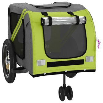 Hondenfietstrailer oxford stof en ijzer groen en zwart 5