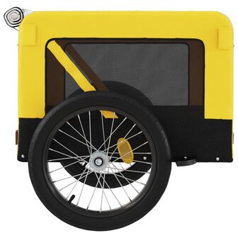 Hondenfietstrailer oxford stof en ijzer geel en zwart 8