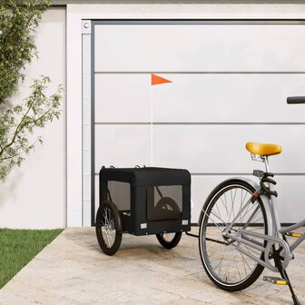 Hondenfietstrailer oxford stof en ijzer zwart 1