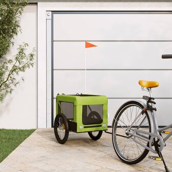 Hondenfietstrailer oxford stof en ijzer groen en zwart 1