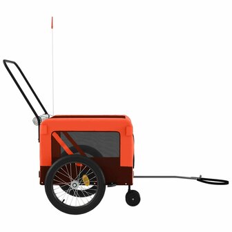 Hondenfietstrailer oxford stof en ijzer oranje en zwart 7