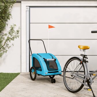 Hondenfietstrailer oxford stof en ijzer blauw 1