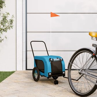 Hondenfietstrailer oxford stof en ijzer blauw en zwart 1