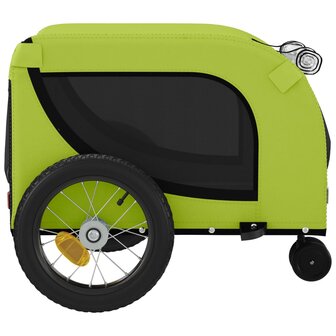 Hondenfietstrailer oxford stof en ijzer groen en zwart 6