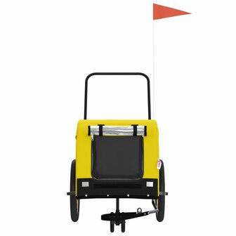 Hondenfietstrailer oxford stof en ijzer geel en zwart 3