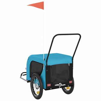 Hondenfietstrailer oxford stof en ijzer blauw en zwart 7