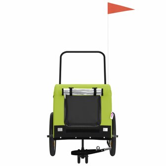 Hondenfietstrailer oxford stof en ijzer groen en zwart 3