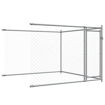 Hondenhok met deuren 4x2x1,5 m gegalvaniseerd staal grijs 8