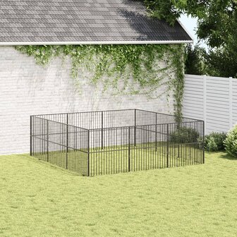 Hondenkennel 12 panelen gepoedercoat staal zwart 3