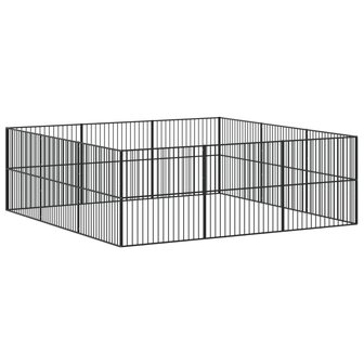 Hondenkennel 12 panelen gepoedercoat staal zwart 6