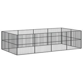 Hondenkennel 12 panelen gepoedercoat staal zwart 7