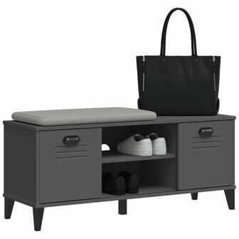 Schoenenbank VIKEN 106x35x45 cm bewerkt hout antracietgrijs 4
