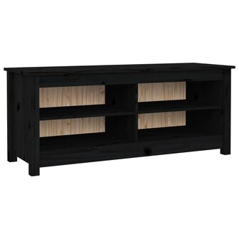Schoenenbank 110x38x45,5 cm massief grenenhout zwart 2