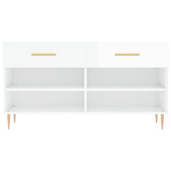 Schoenenbank 102x35x55 cm bewerkt hout hoogglans wit 6