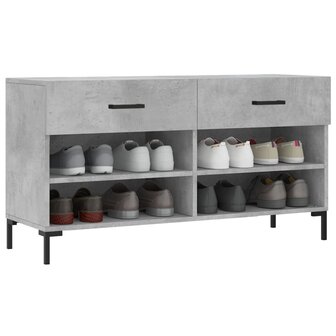 Schoenenbank 102x35x55 cm bewerkt hout betongrijs 3