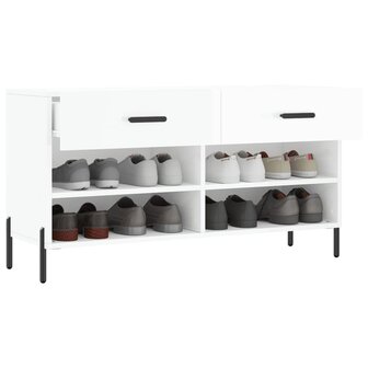 Schoenenbank 102x35x55 cm bewerkt hout hoogglans wit 4
