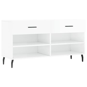 Schoenenbank 102x35x55 cm bewerkt hout hoogglans wit 2