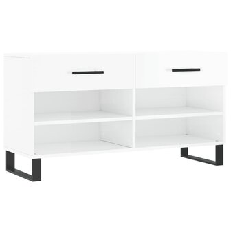 Schoenenbank 102x35x55 cm bewerkt hout hoogglans wit 2