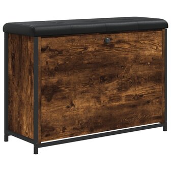 Schoenenbankje met klaplade 82x32x56 cm gerookt eikenkleurig 2