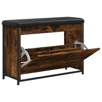 Schoenenbankje met klaplade 82x32x56 cm gerookt eikenkleurig 5