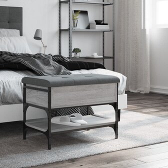 Schoenenbank 62x42x45 cm bewerkt hout grijs sonoma eikenkleurig 3