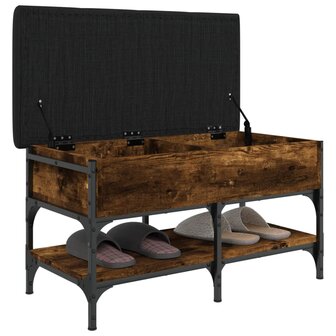 Schoenenbank 82x42x45 cm bewerkt hout gerookt eikenkleurig 4