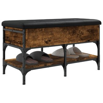 Schoenenbank 82x42x45 cm bewerkt hout gerookt eikenkleurig 5