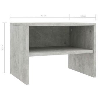 Nachtkastjes 2 st 40x30x30 cm bewerkt hout betongrijs 7