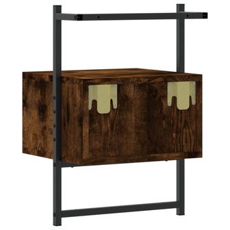 Nachtkastje wandgemonteerd 35x30x51 cm hout gerookt eikenkleur 7