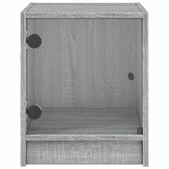 Nachtkastje met glazen deur 35x37x42 cm grijs sonoma eikenkleur 6