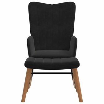 Schommelstoel met voetenbank fluweel zwart 3