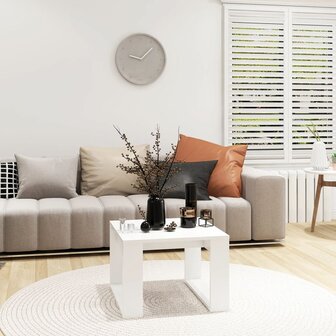 Bijzettafel 50x50x35 cm bewerkt hout wit 3