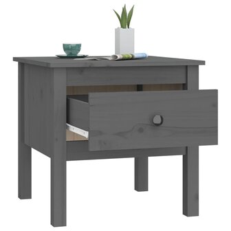 Bijzettafel 50x50x49 cm massief grenenhout grijs 5