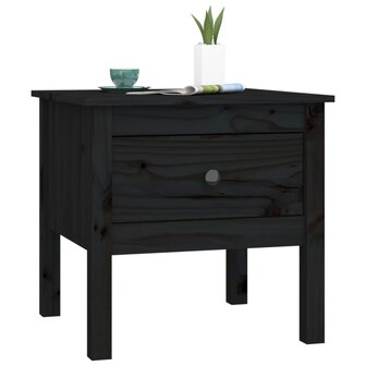 Bijzettafel 50x50x49 cm massief grenenhout zwart 4