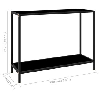 Wandtafel 100x35x75 cm gehard glas zwart 6