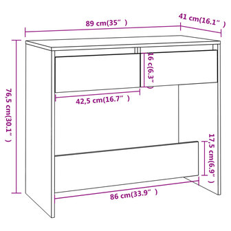 Wandtafel 89x41x76,5 cm bewerkt hout grijs sonoma eikenkleurig 8