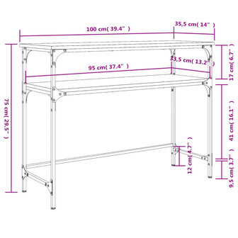 Wandtafel 100x35,5x75 cm bewerkt hout bruin eikenkleur 9