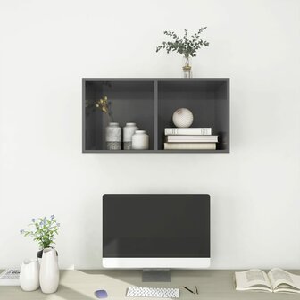 Tv-wandmeubel 37x37x72 cm bewerkt hout hoogglans grijs 7