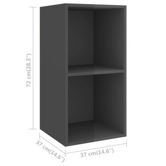 Tv-wandmeubel 37x37x72 cm bewerkt hout hoogglans grijs 9