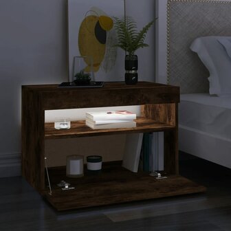 Tv-meubel met LED-verlichting 60x35x40 cm gerookt eikenkleurig 6