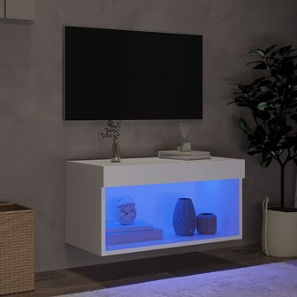 Tv-meubel met LED-verlichting 60x30x30 cm wit 3