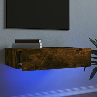 Tv-meubel met LED-verlichting 60x35x15,5 cm gerookt eikenkleur 1