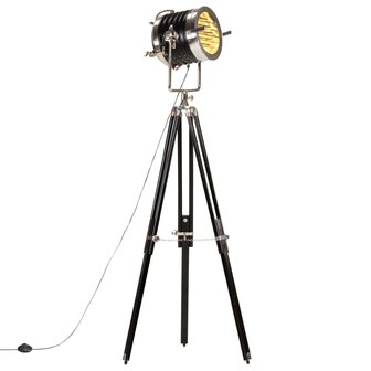 Vloerlamp driepoot 171 cm massief mangohout zwart 1