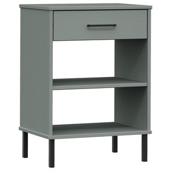 Wandkast met metalen poten OSLO massief grenenhout grijs 2